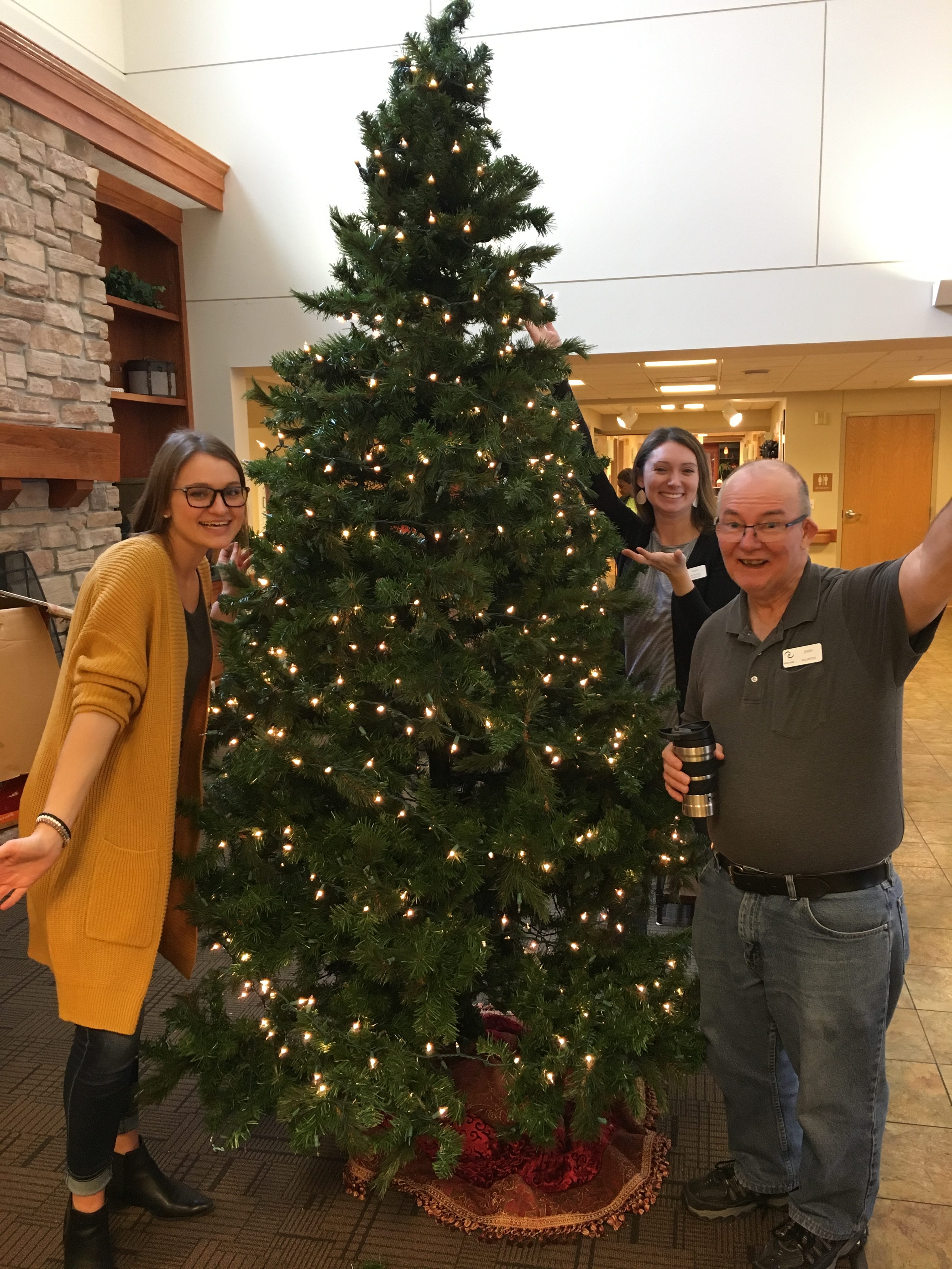 Staff with decorated tree